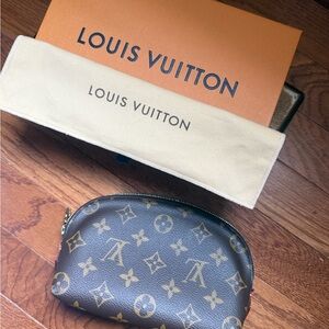 Louis Vuitton Monogram Canvas Pouch in Brown and Gold Full Set